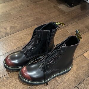 Black and Red Lace-Up Boots